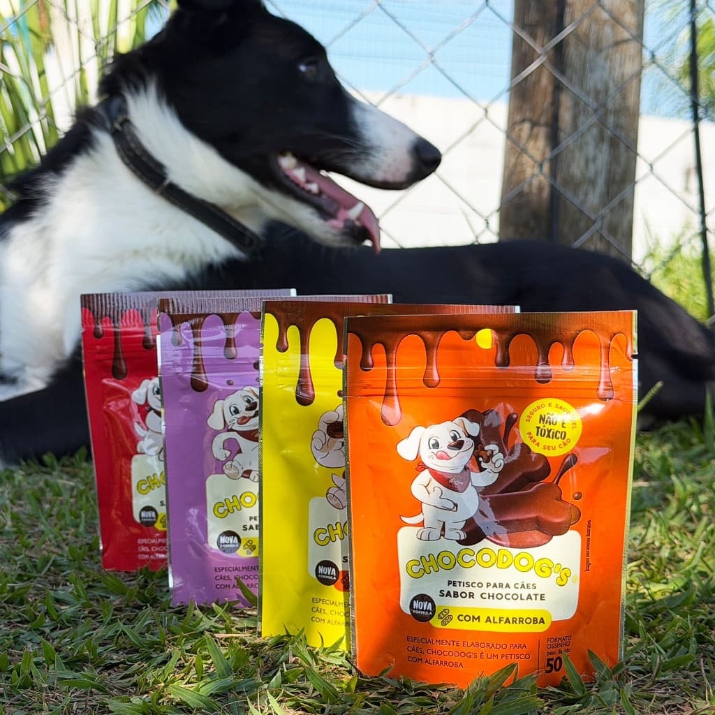 Sachê Chocodogs Petisco sabor chocolate com Alfarroba pra cachorro  Sobremesa não tóxico