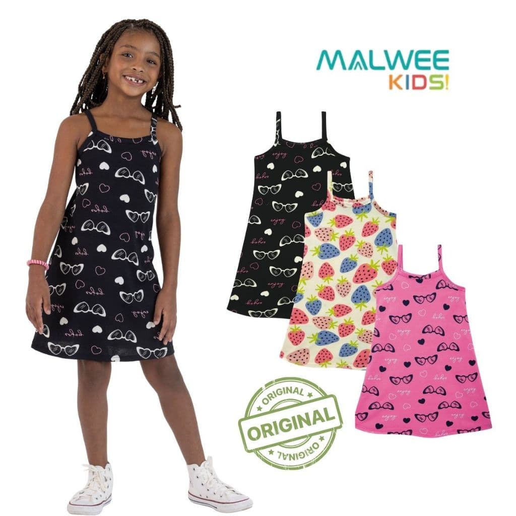 Vestido Infantil Menina Estampado Malwee Kids Curto Regata