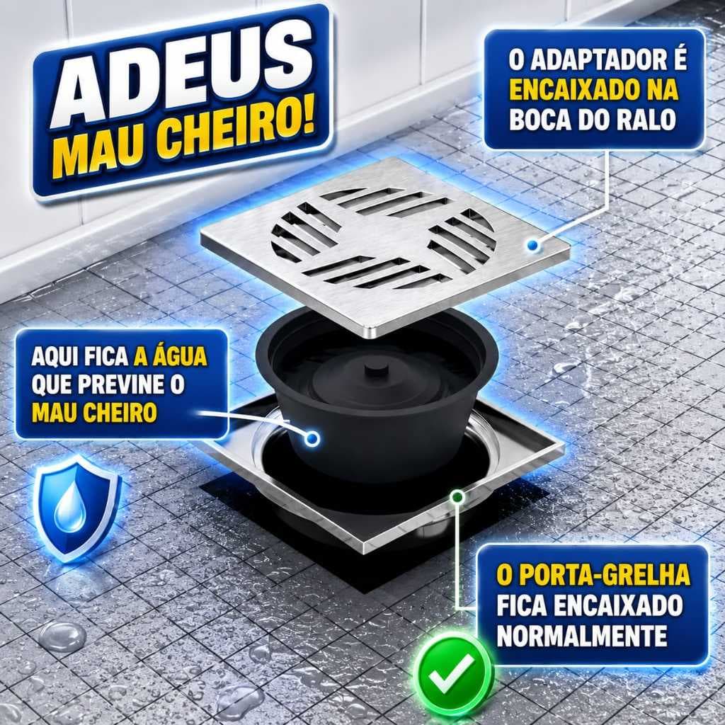 Adaptador Ralo 10cm Tampa hídrica anti odor tira mal cheiro ralo banheiro mal cheiro
