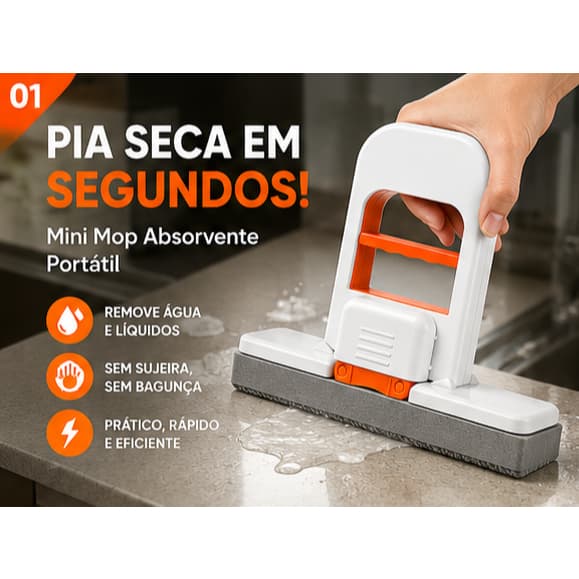 2 Rodo de pia Mini Mop Absorvente Portátil Auto-Torção Rodo Esponja PVA Bancada Vidros Banheiro