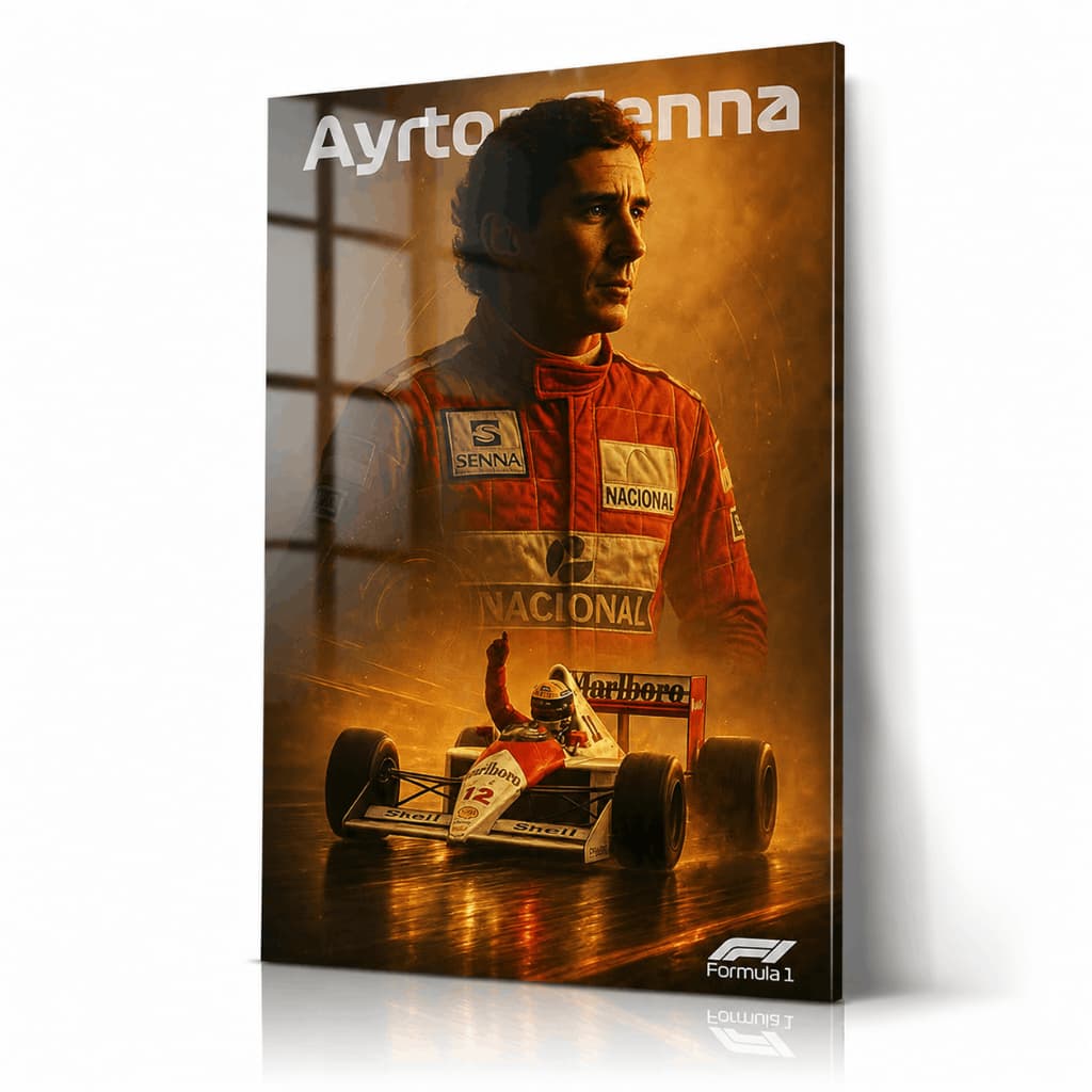 Quadro Decorativo Ayrton Senna F1 Piloto Lendário Racing Premium Para Sala Quarto E Escritório