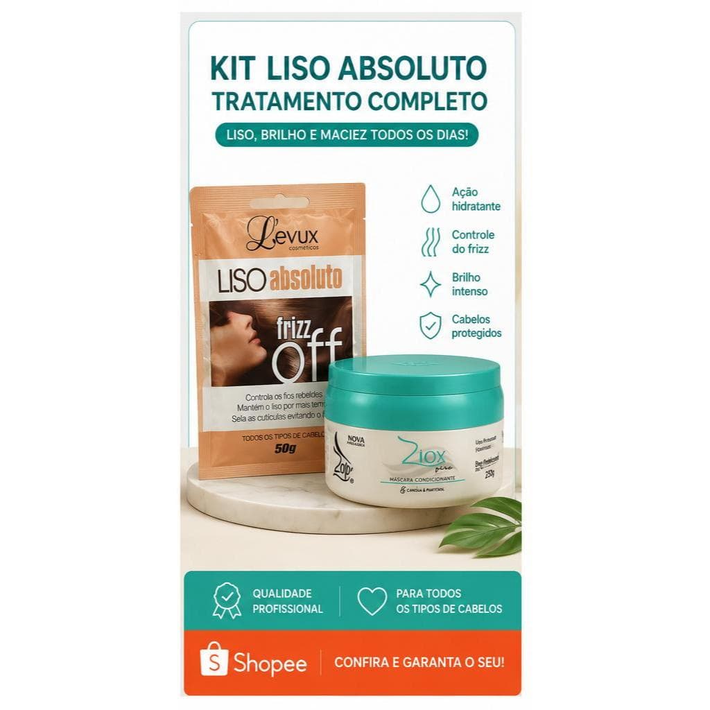 Kit Liso Absoluto Frizz Off + Máscara Ztox Zap  Tradicional 250g