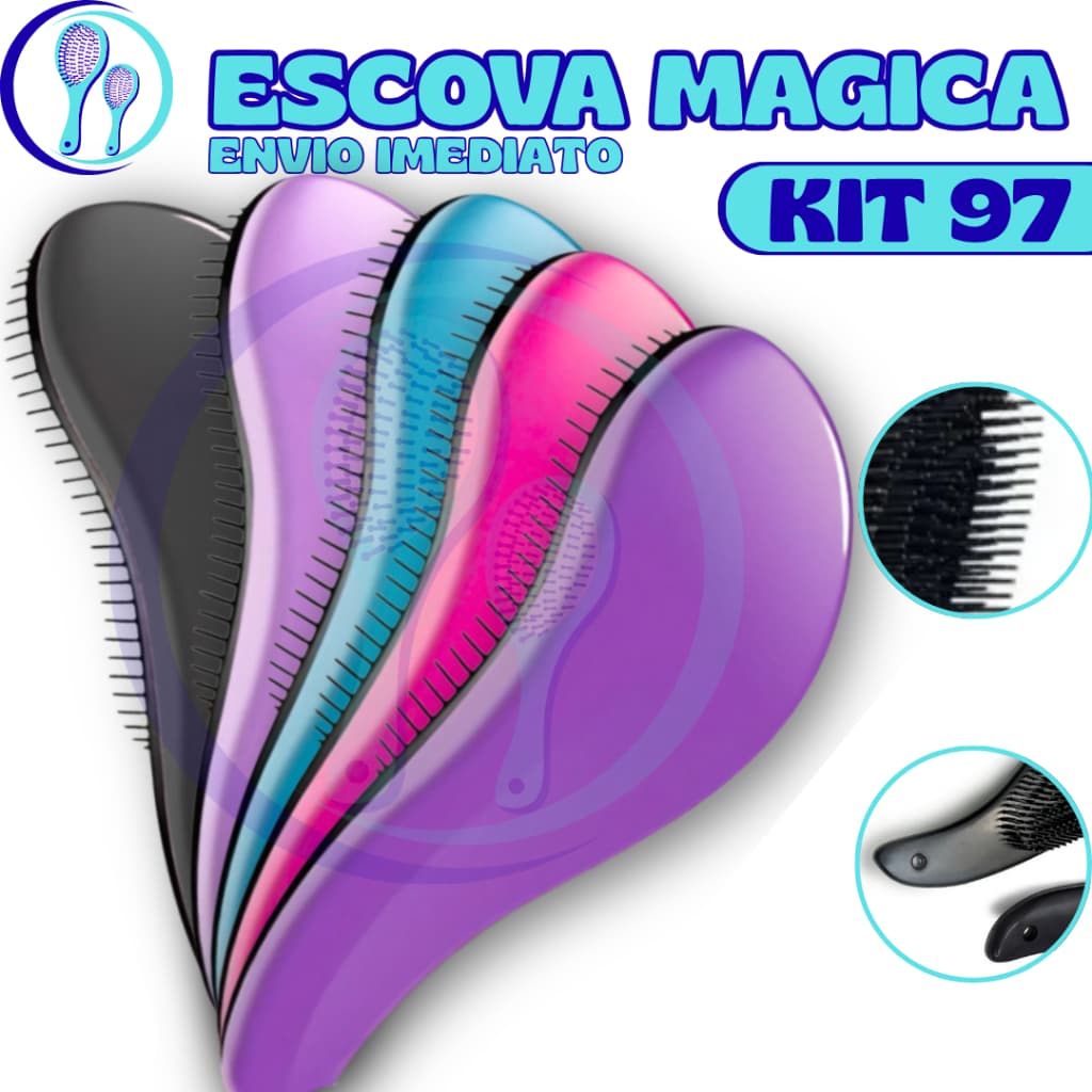 Kit 97 - Escovas Mágicas pra cabelo - Anti Frizz - De Desembaraçar Cabelo - Escova Cabelo