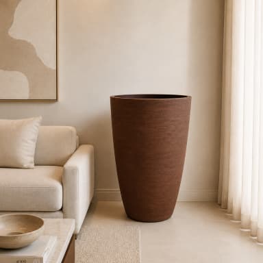 Vaso para planta e flores Decorativo em Polietileno, Coluna Redonda Texturizada Cone C78