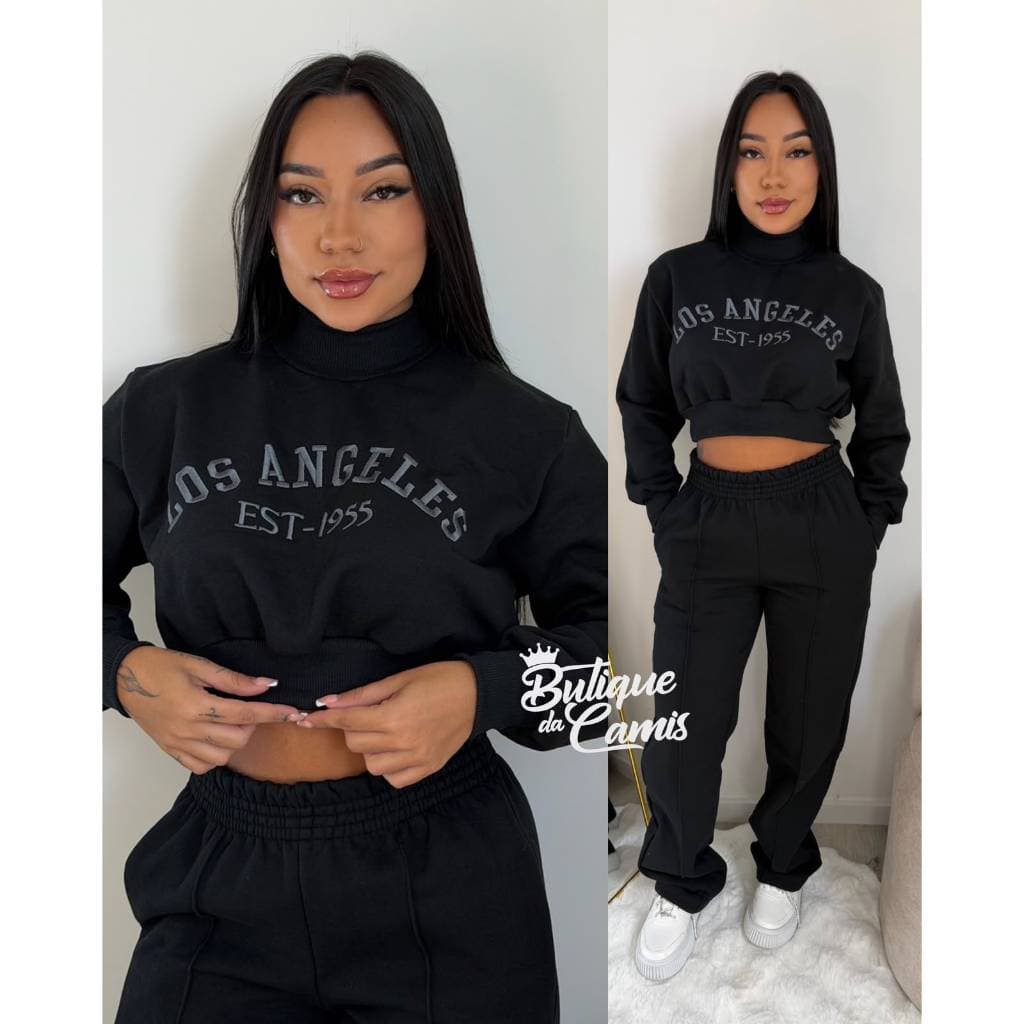 Conjunto Moletom Feminino Los Angeles Flanelado