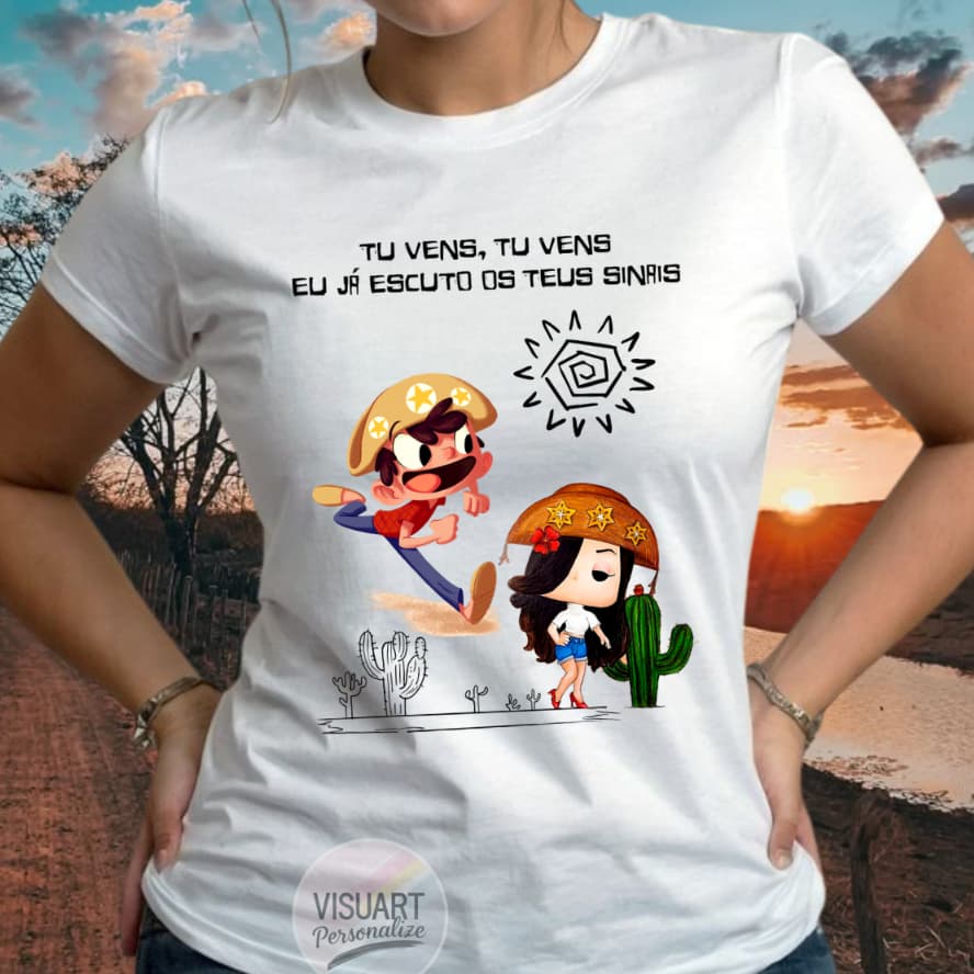 Camiseta Feminina Nordestina Tu Vens Eu Já Escuto Teus Sinais Blusa Camisa