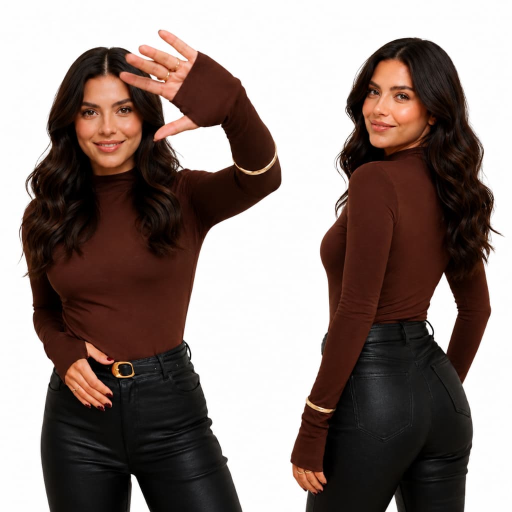 Blusa Cacharrel Feminina Segunda Pele Dedeira Manga Longa Confortável e Estilosa Gola Role inverno