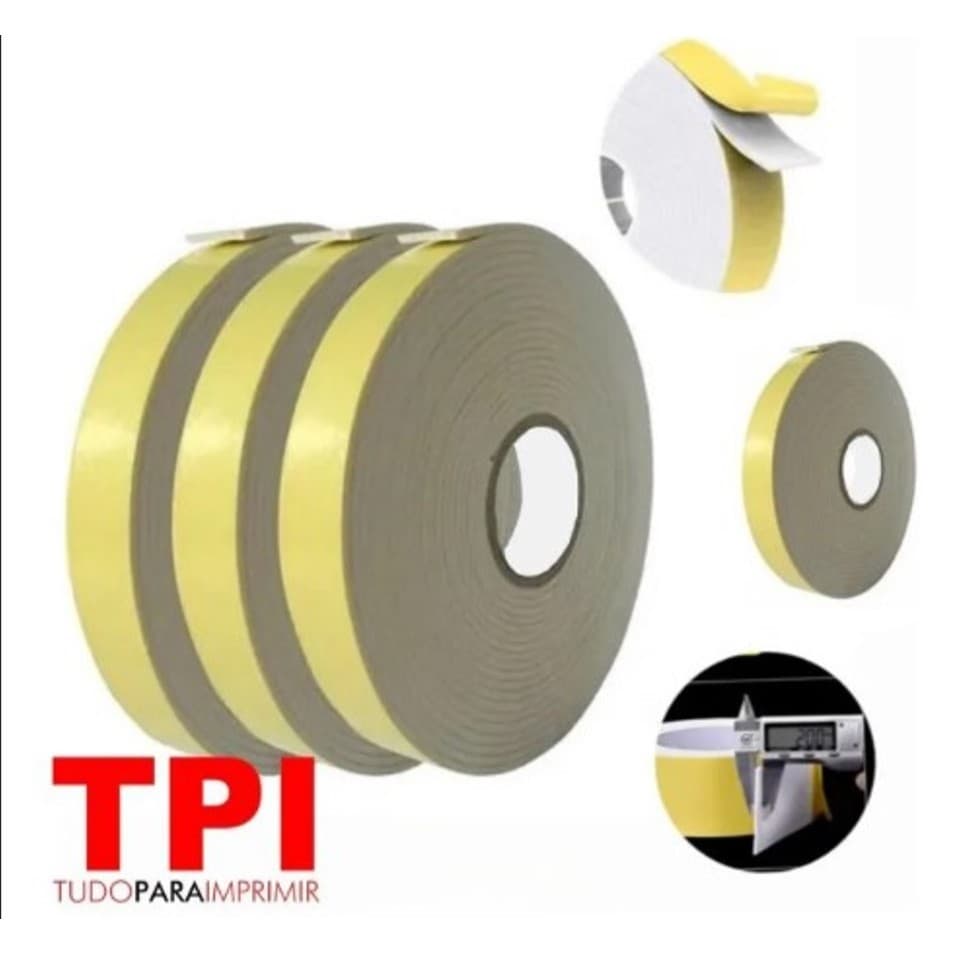 Kit 3 Rolos Fita Banana Dupla Face Espuma Jojo 19mm X 5,5m