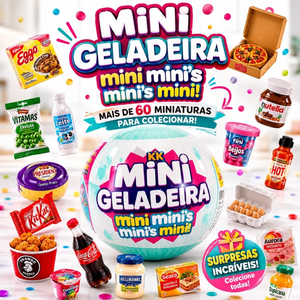 Mini Geladeira Mini Minis Bola Surpresa Colecionável Unidade Ou Kit Com 2
