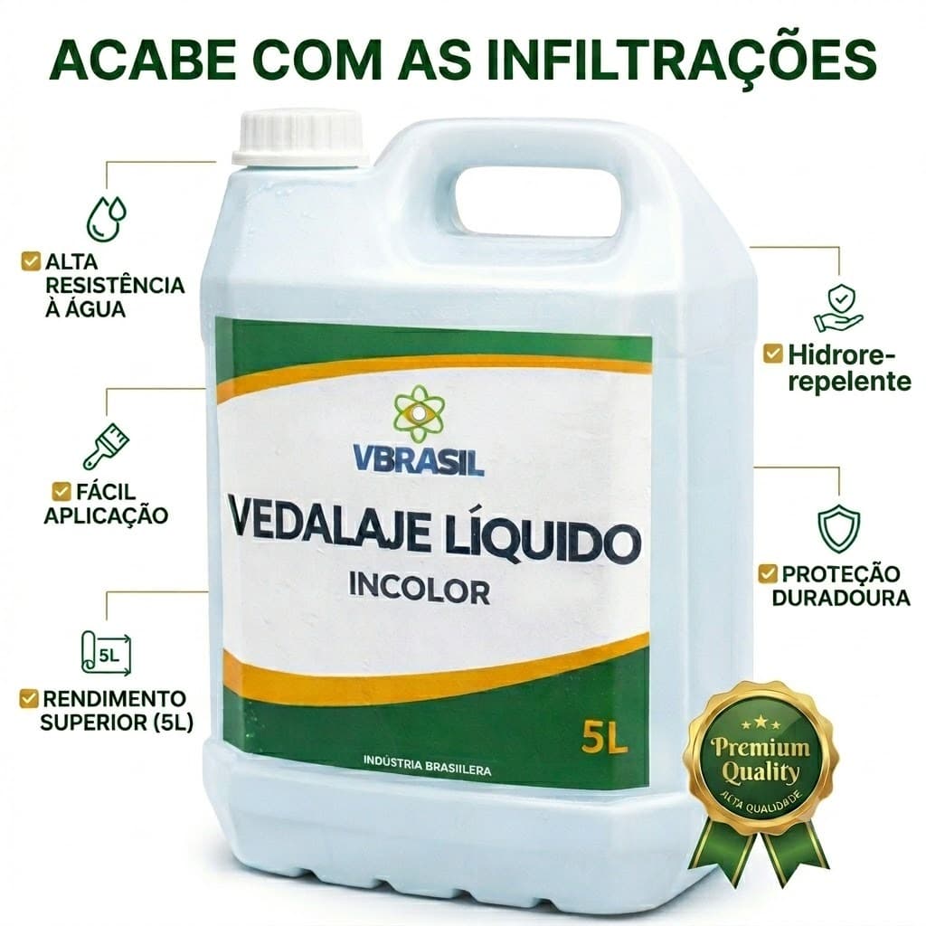 Impermeabilizante Para Infiltração Hidrorepelente Para Lajes Paredes Telhados VBrasil Veda Laje