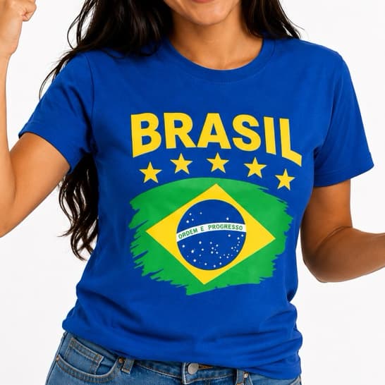 Camiseta Brasil Feminina Estampa Patriota Bandeira