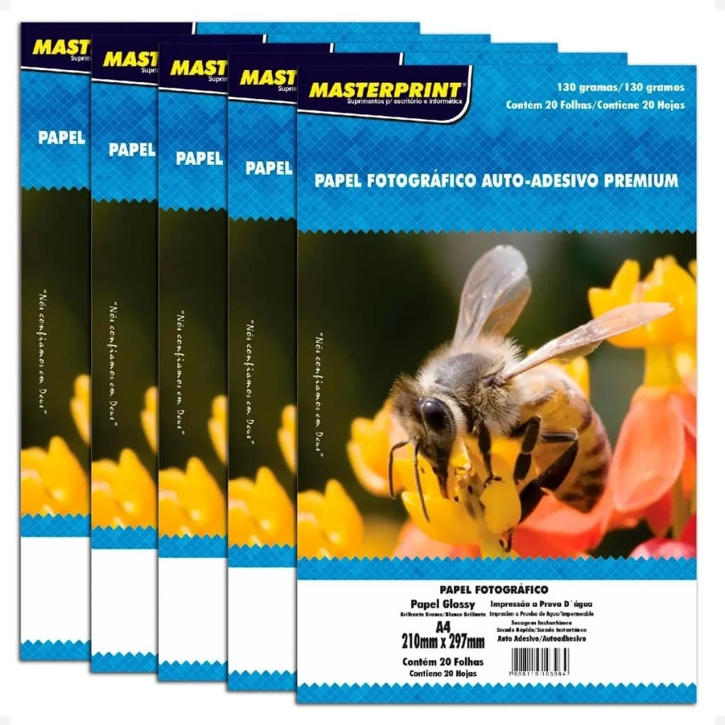 100 Folhas Papel Fotográfico Adesivo Premium A4 Masterprint