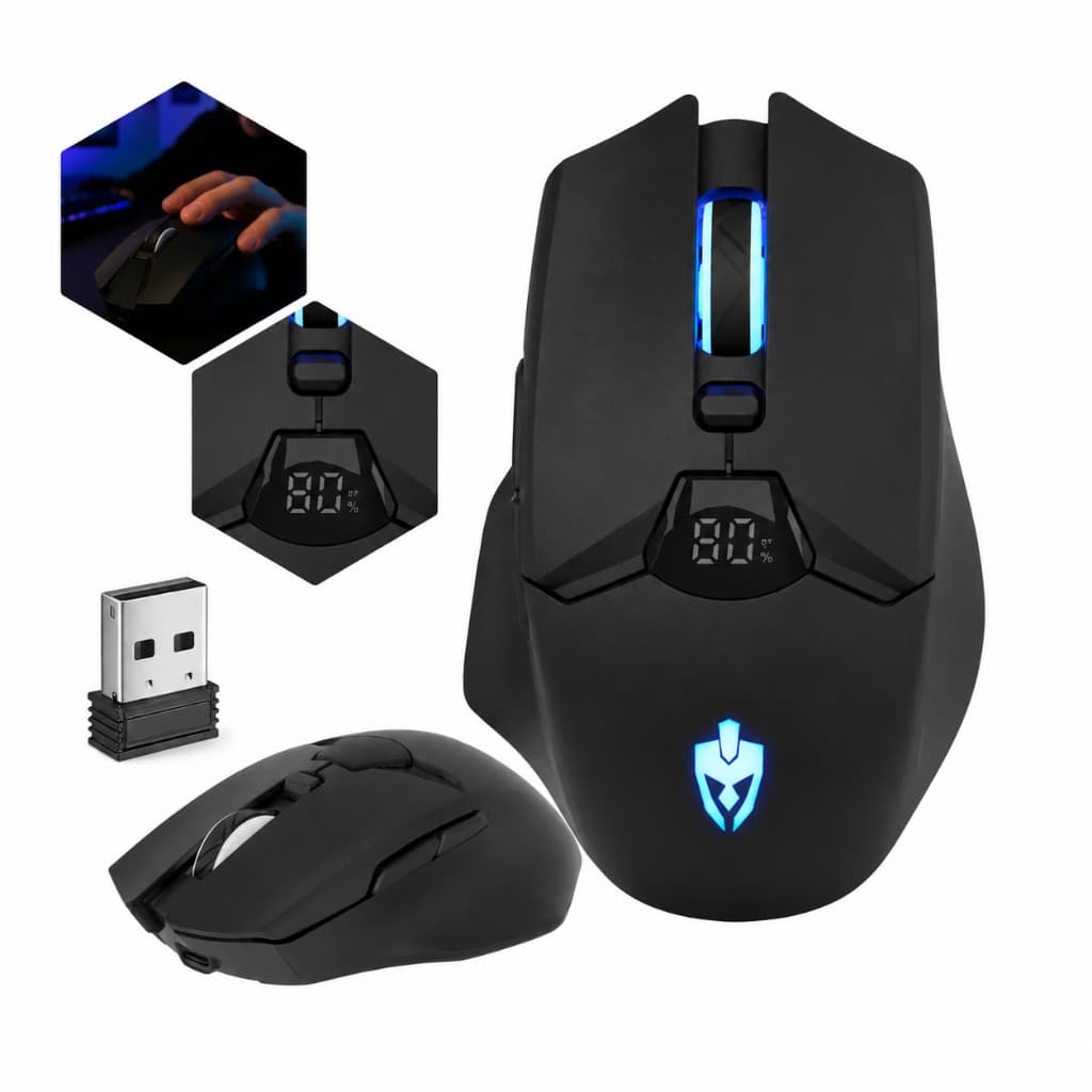 Mouse Gamer Evolut Wireless E Bluetooth Eg10 Sem Fio Recarregável Dual Mode 2.4ghz Cor Preto