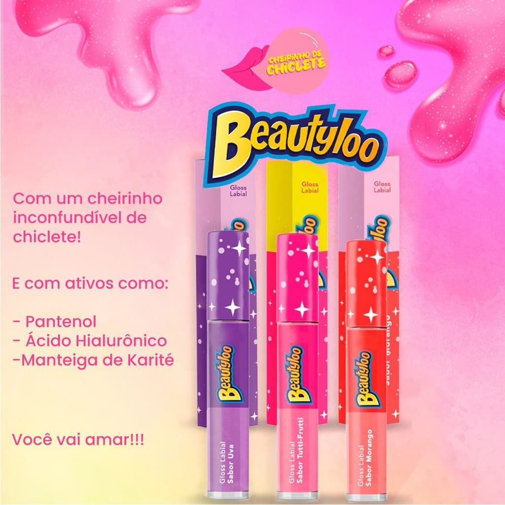 Gloss Labial Cheiro de Morango Bubbaloo