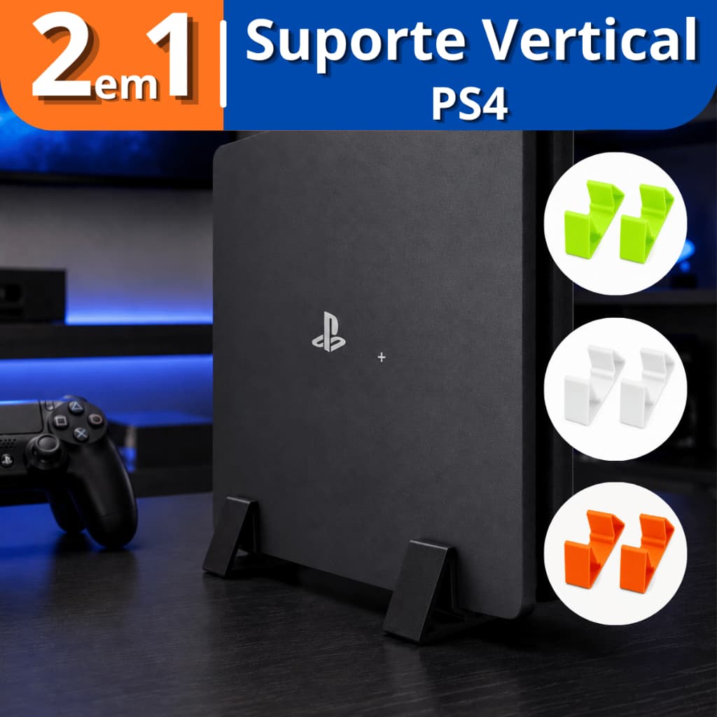 Suporte para PS4 Base Mesa Vertical Slim Estabilizador Preto Videogame De pé Sem Contato Respirável