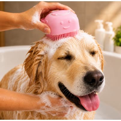 Escova Pet Banho Higienizadora Limpeza Facil Cerdas Macias 9cm Sortidas