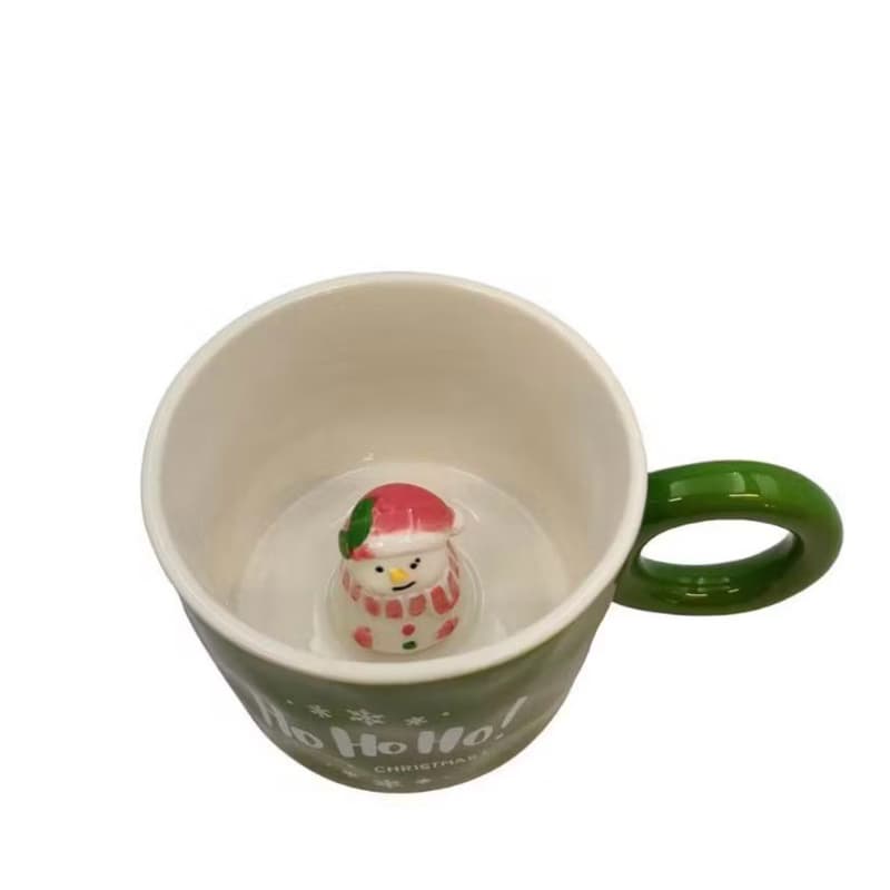 CANECA NATALINA DE CERÂMICA - BONECO DE NEVE - 400 ML - DECORAÇÃO NATAL