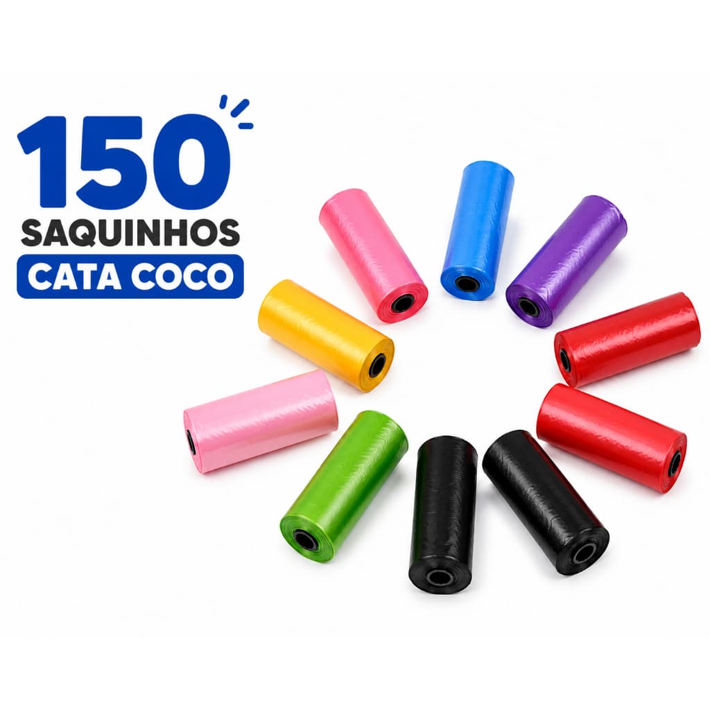Kit 10 Rolinhos Refil de Saquinhos de Lixo Pet (150 saquinhos) Cata caca, Higiene