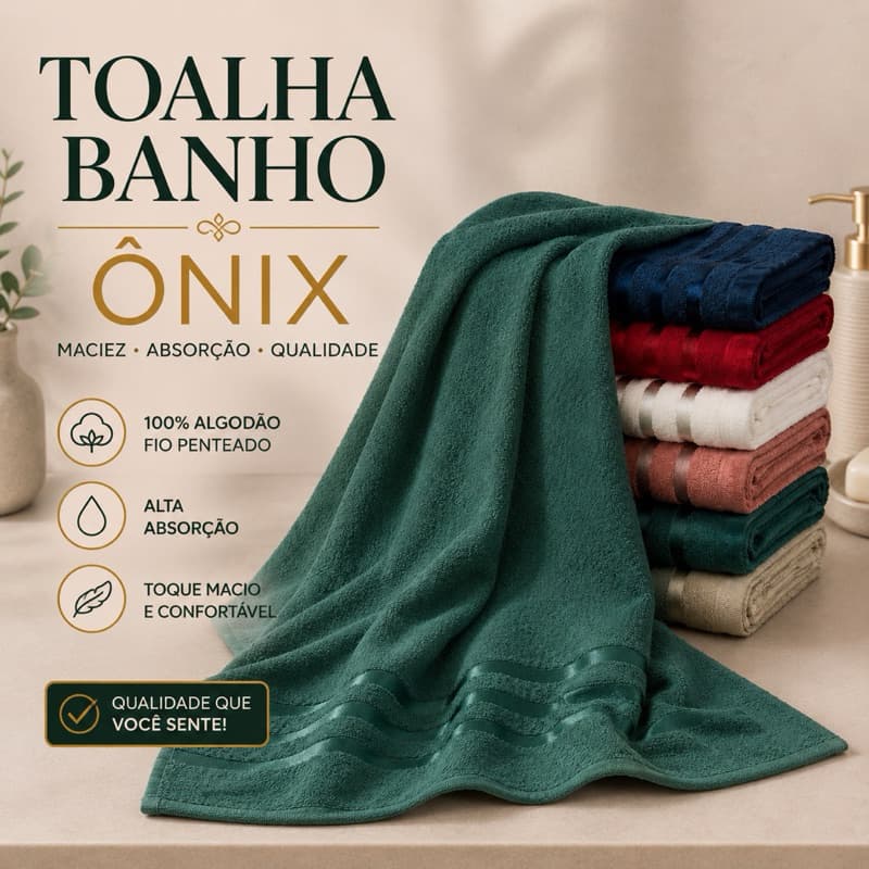 Toalha de Banho Ônix Premium 62x132cm 100% Algodão Maciez Extra e Alta Absorção