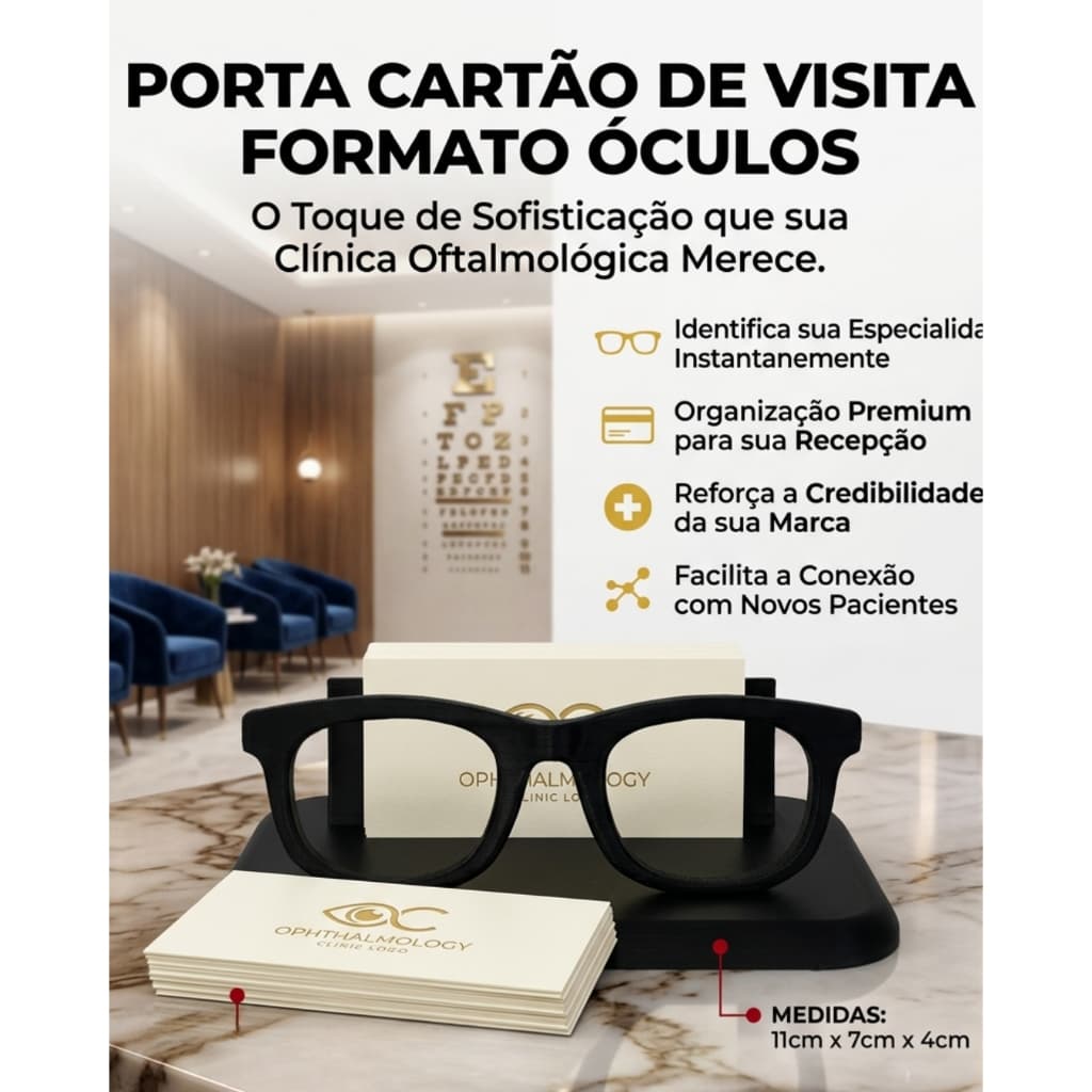Porta Cartão De Visita Formato Óculos Para  Consultórios Oftalmológicos e Clínicas