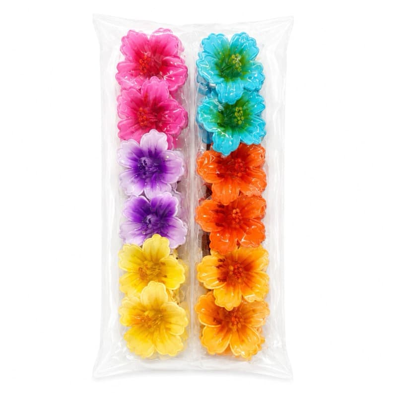 Grampos de Cabelo Flor Decorativos - Plástico Resistente, Cores Sortidas, Acessório Versátil