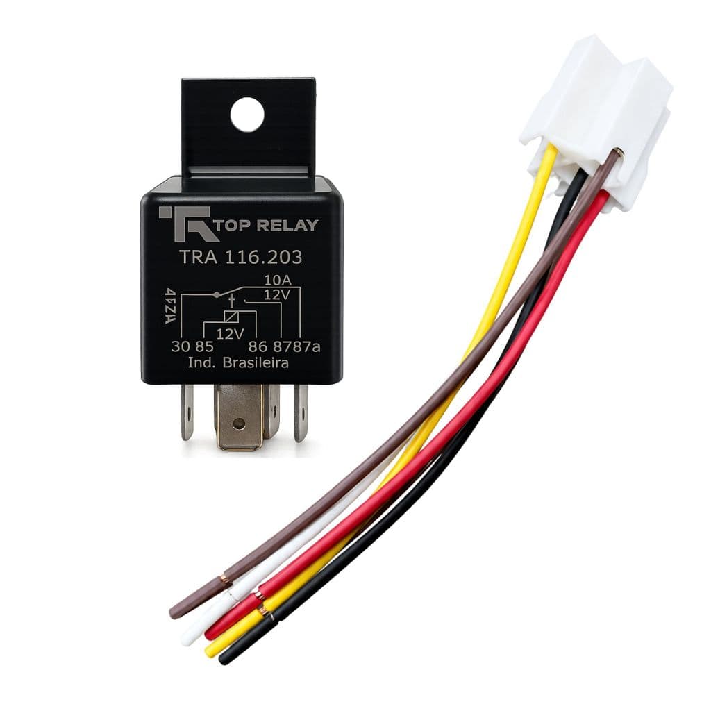 Rele Auxiliar 5 Pinos Corte e Bloqueio para Rastreador Veicular 12V com Chicote
