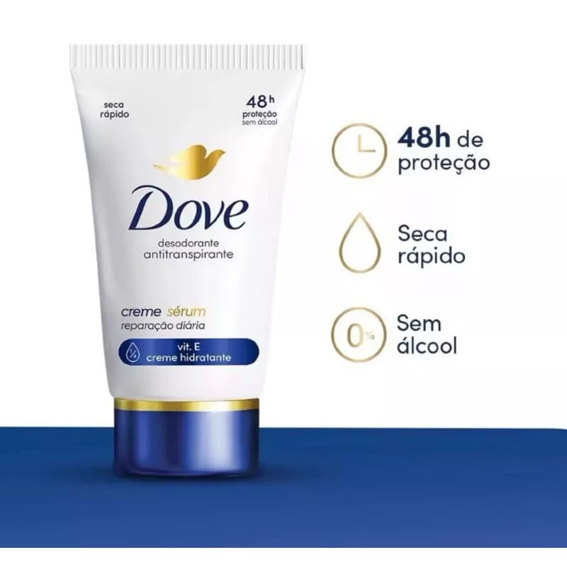 Desodorante Antitranspirante Dove Creme Serum Reparacão Diária 50g vit E 48h