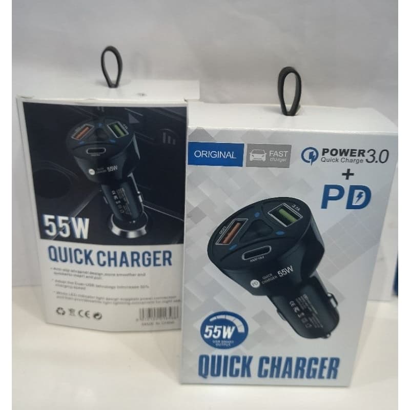 Carregador Veicular Turbo 55W PD + Quick Charge 3.0