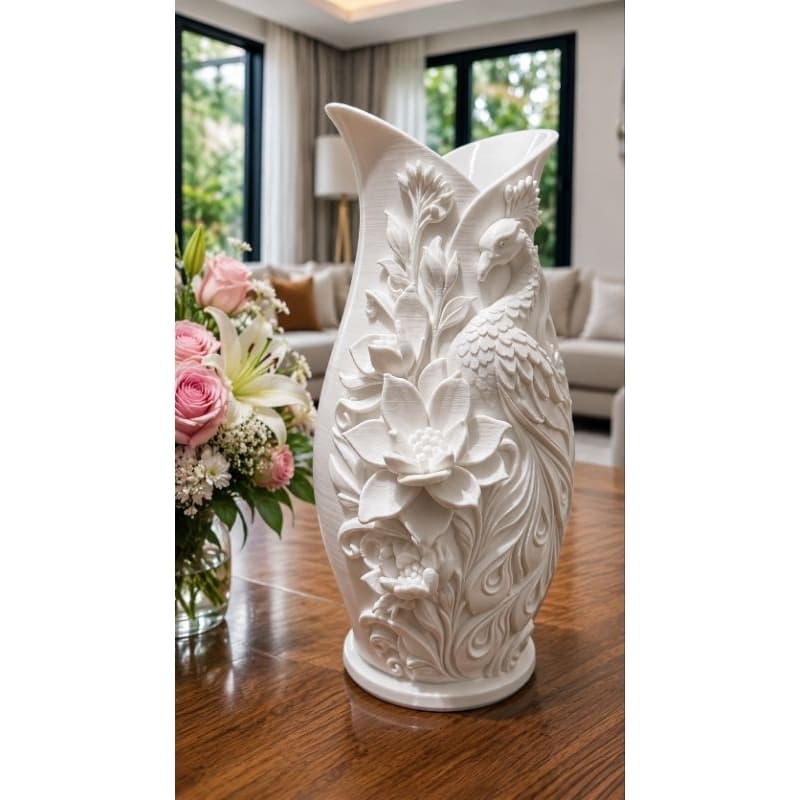 VASO DECORATIVO EM RELEVO PAVÃO/CASA DECORADA DECORAÇÃO INTERIOR