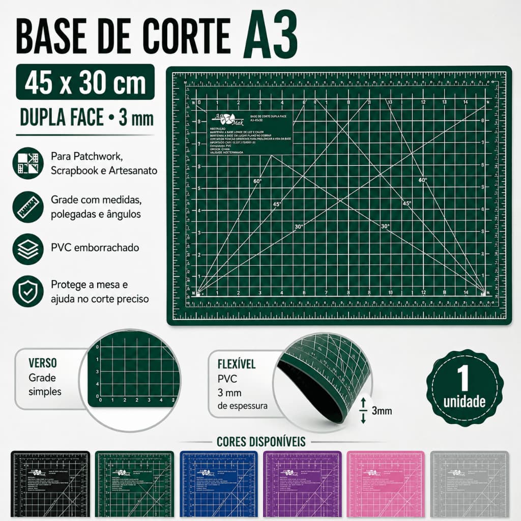 Base de Corte A3 45x30 Placa Tapete Para Mesa Dupla Face Patchwork Artesanato Scrapbook EVA Papel