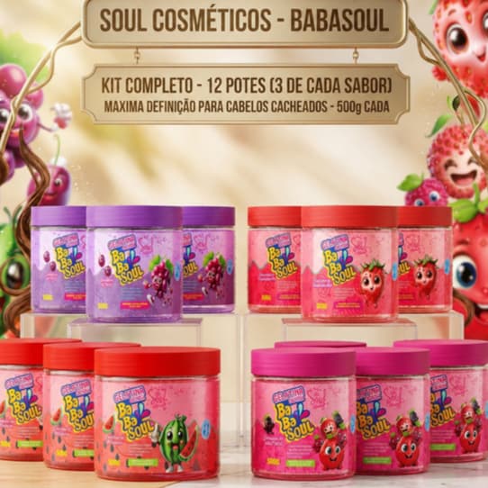 Kit 12 Gelatina Capilar Babasoul Soul Cosméticos 500g Atacado