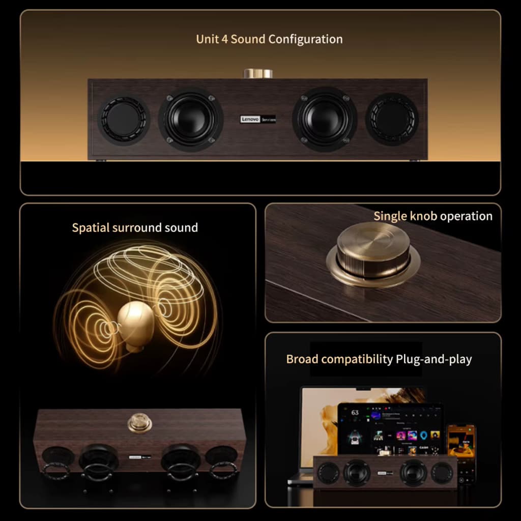 caixa de som Lenovo C02  Retrô com Bluetooth Dual-Mode