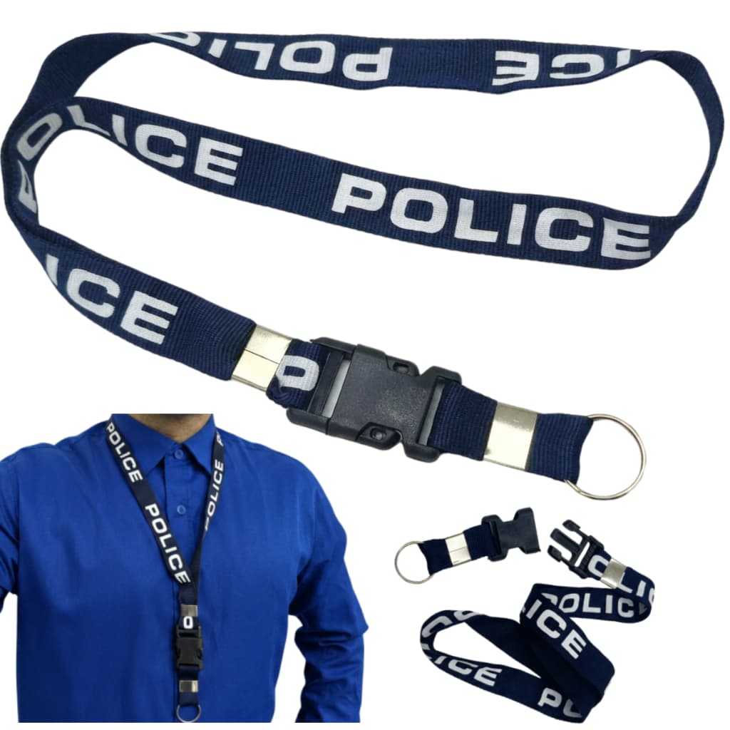 Cordão Porta Crachá Police Policia Moto Chaveiro Tirante Pescoço Lanyard porta Segurança