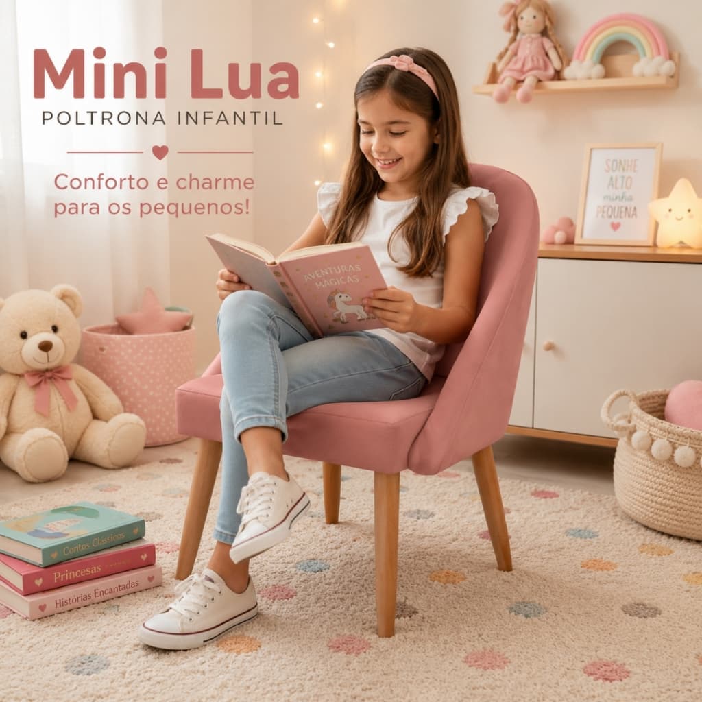 Cadeira Poltrona Infantil Mini Lua Veludo Para Estudio Fotografico Sessao De Fotos Ideal Crianças 05 a 10 Anos