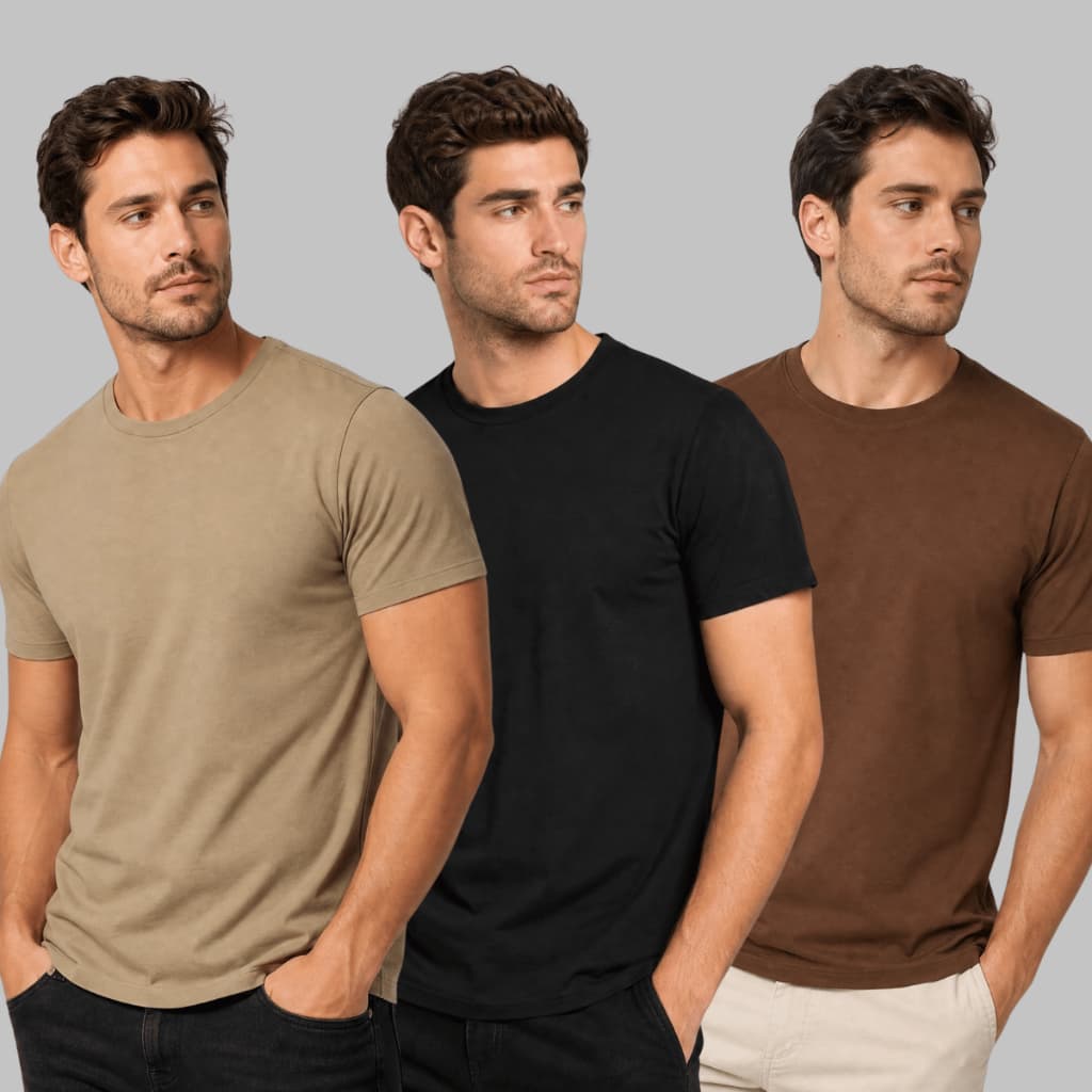 Kit 3 Camisetas Lisa Masculina 100% Algodão Básica Streetwear Solta Confortável Casual
