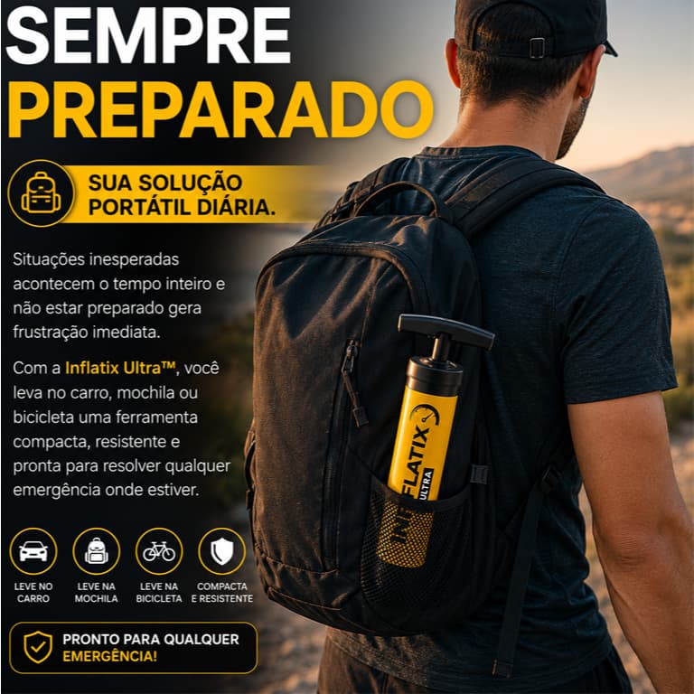 Inflatix Ultra™ Bomba de Ar Manual Portátil Alta Pressão Multiuso Bicicleta Pneu Bola Infláveis