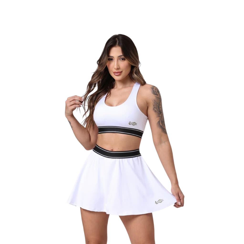 Conjunto Feminino Saia Short cropped top moda blogueira Elegante Casual Premium