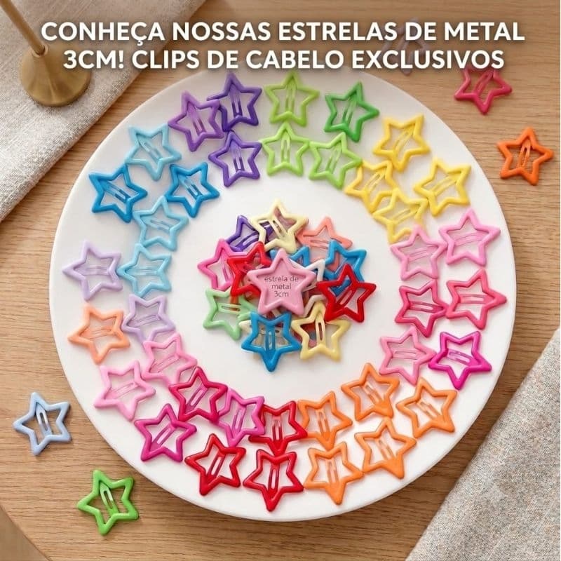 Kit 20/50/100 Grampos De Cabelo Estrela Dopamina Cor Doce Para Meninas