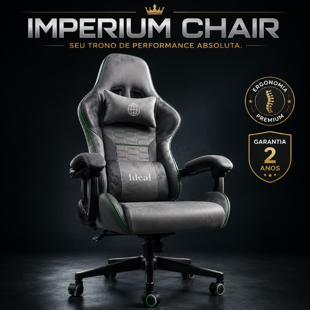 Cadeira Gamer Ergonômica Giratória Confortável Ajustável Cinza