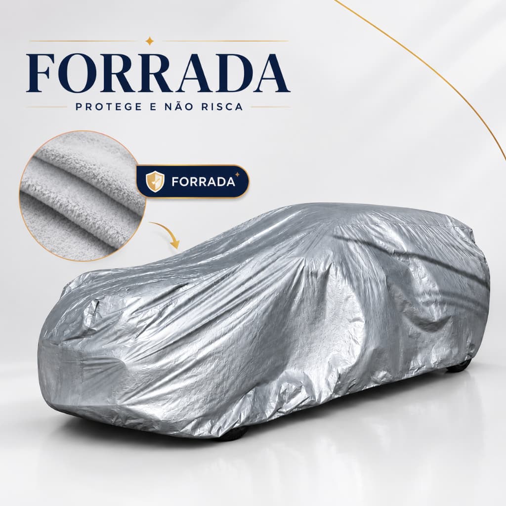 Capa Cobrir Carro Forrada 100% Impermeável Protege Sol Chuva Poeira Proteção Anti UV Prata