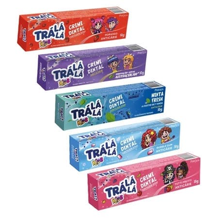 Creme Dental Infantil Trá Lá Lá Kids Sortido 50g (10UN)