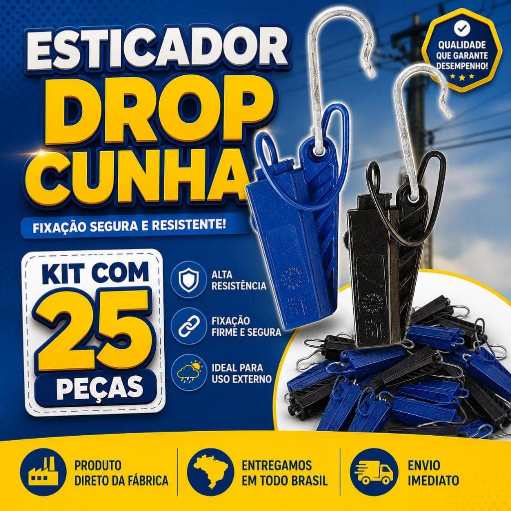 Esticador Cunha Drop Kit 25 Peças - Ftth Cabo Fio Fibra Com Alça Plástica