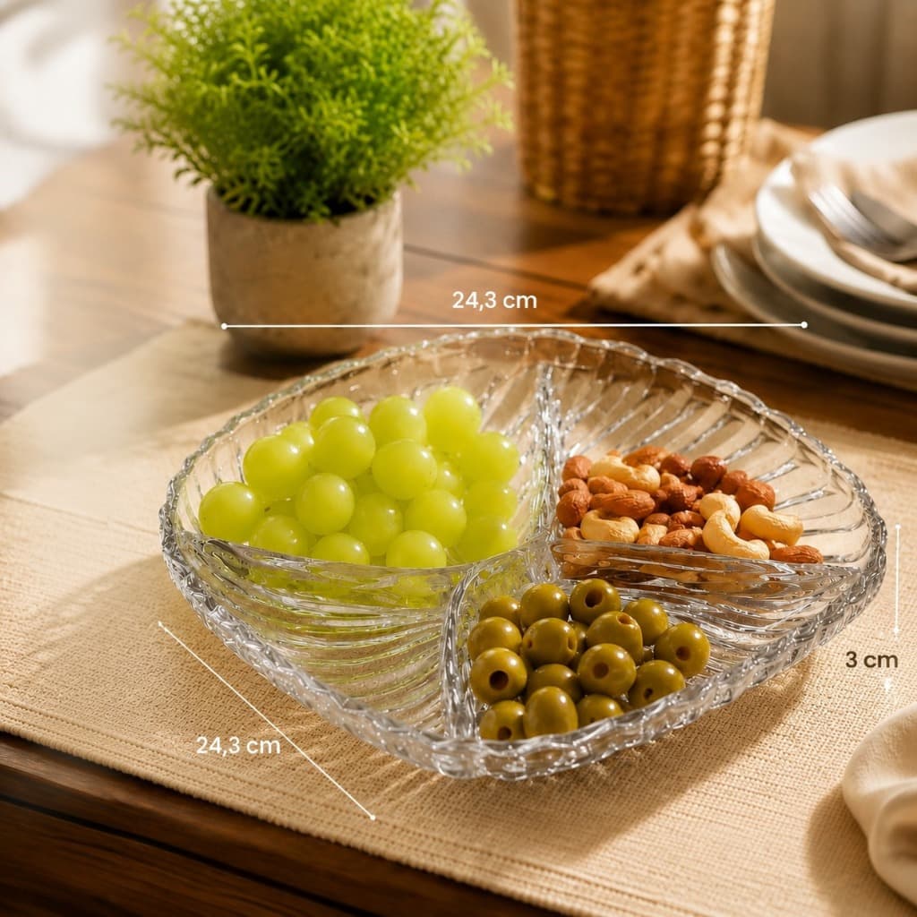 Petisqueira Santa 900ml Vidro Cristal Luxo Mesa Posta Elegante Aperitivos Castanhas Servir