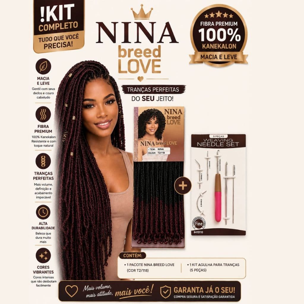 Cabelo Cacheado Nina Softex Pacotão 72g Crochet Braid Cacheado + 5 Agulha para Entrelace  Mega