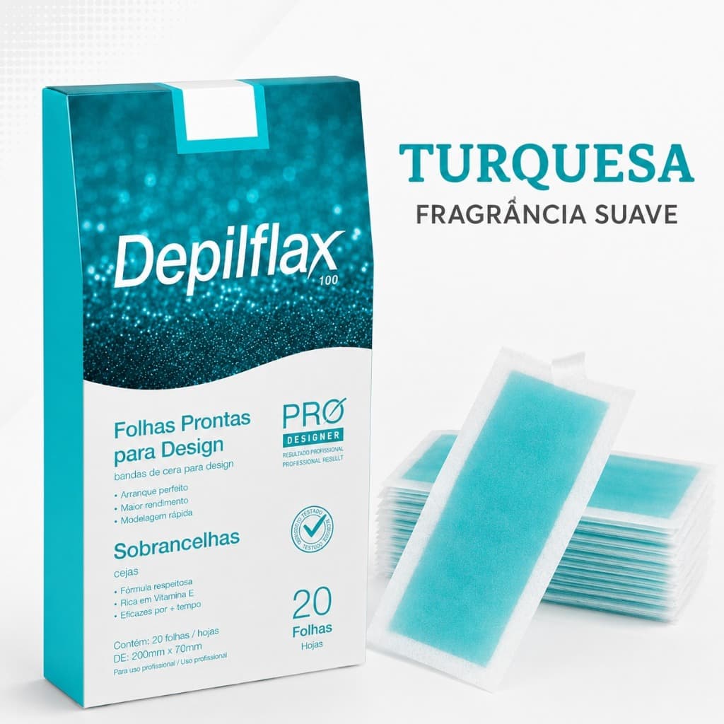 KIT 60 A 20 Folhas Pronta Depilflax Cera Depilatória Sobrancelha TURQUESA
