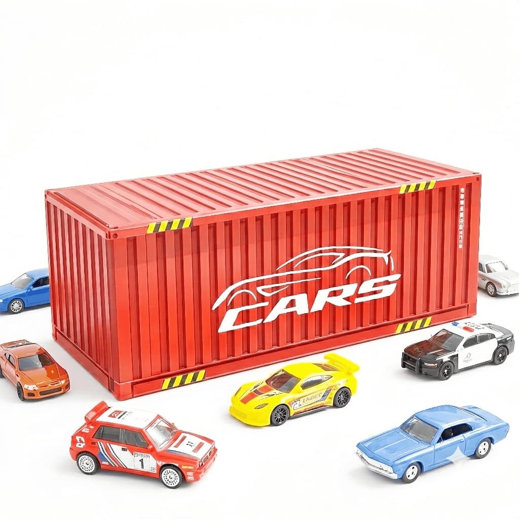 Kit 48 Mini Carrinhos Friccao Pista De Corrida Maleta Organizadora Container Carro Brinquedos Infantis Atacado
