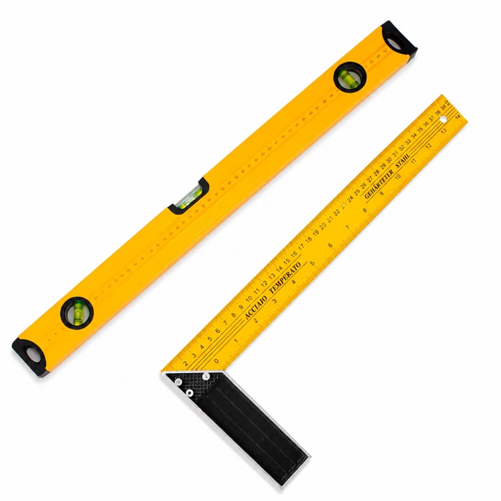 Esquadro Metal Profissional 40cm e Nível Torpedo Alumínio Régua 60cm 3 Bolhas Alta Precisão Carpintaria Marcenaria