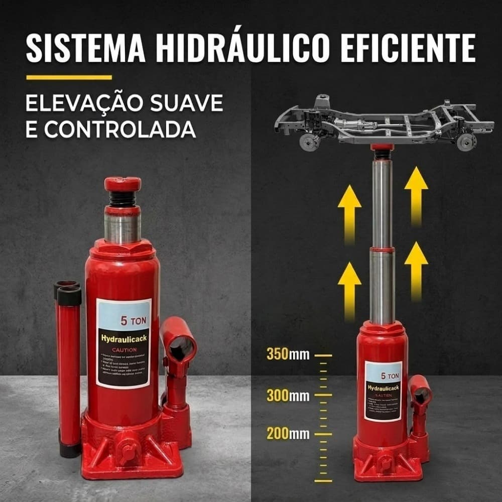 Macaco Hidráulico Tipo Garrafa 5 Toneladas  Para Carros e Veículos
