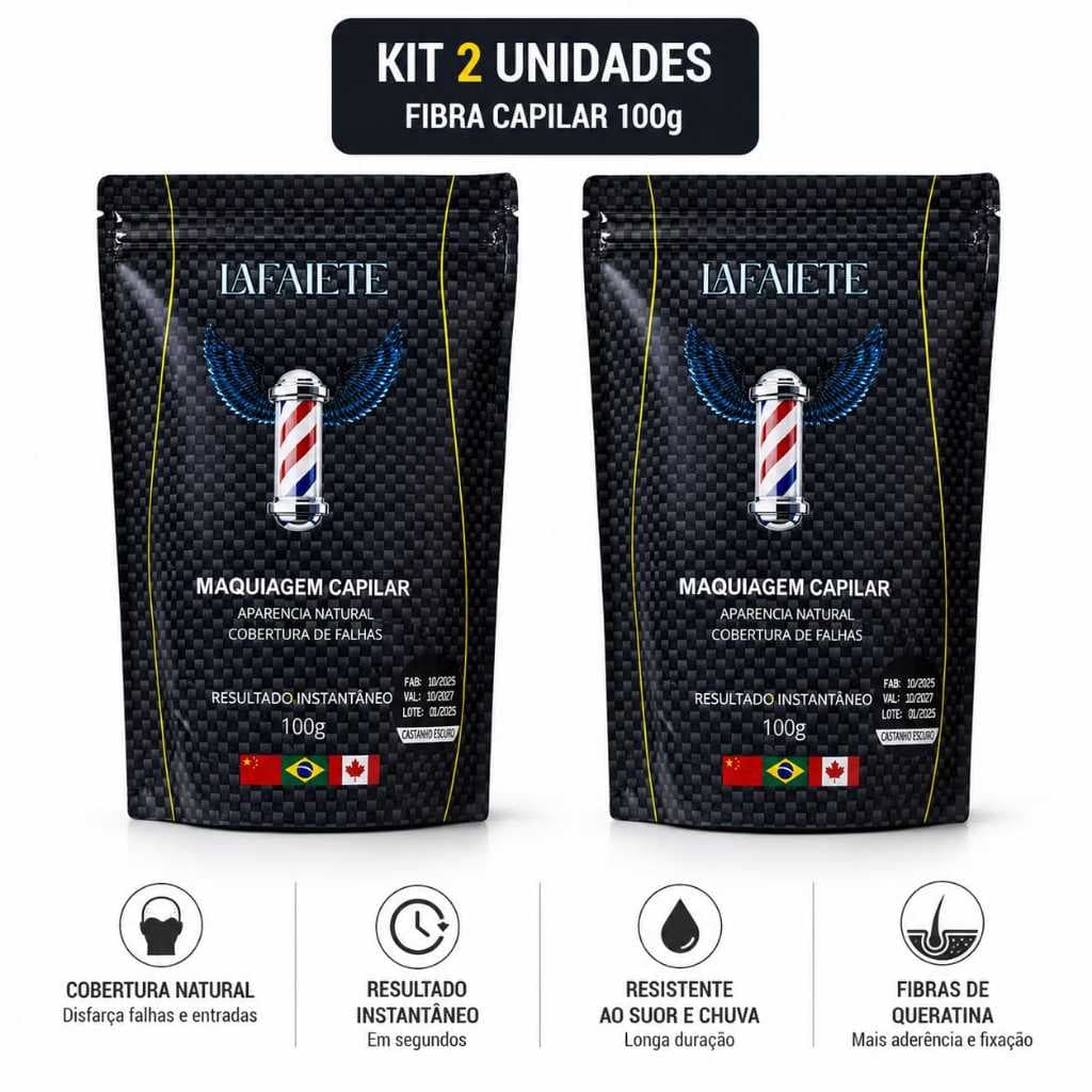 Maquiagem Capilar Fibra Queratina Em Pó Calvície - Kit 2 Refil 30g Lafaiete