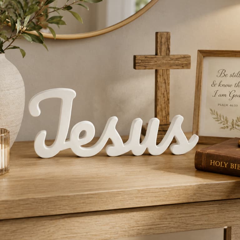 Enfeite de Mesa Jesus 3D Decoração Cristã Moderna Presente Religioso